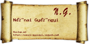 Nánai Gyöngyi névjegykártya